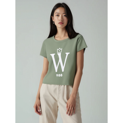 WRTHY 988 Crop Top T-Shirt - Sage Green