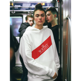 Sweat à capuche rayé rouge pour femme