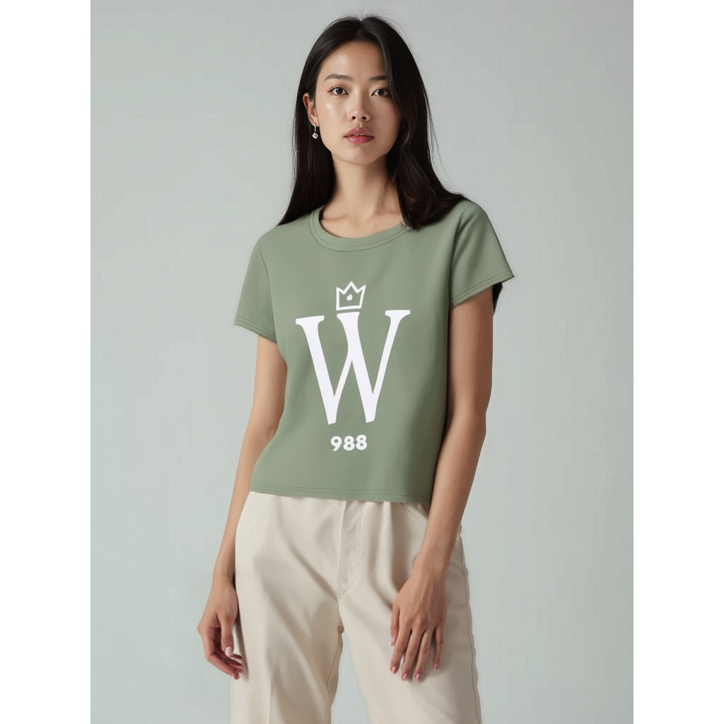 WRTHY 988 Crop Top T-Shirt - Sage Green
