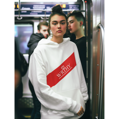 Sudadera con capucha de rayas rojas para mujer